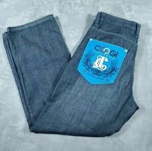 VTG Y2K Coogi Jeans Size 40 x 35 Colorful Pockets Blue Denim Baggy Skater